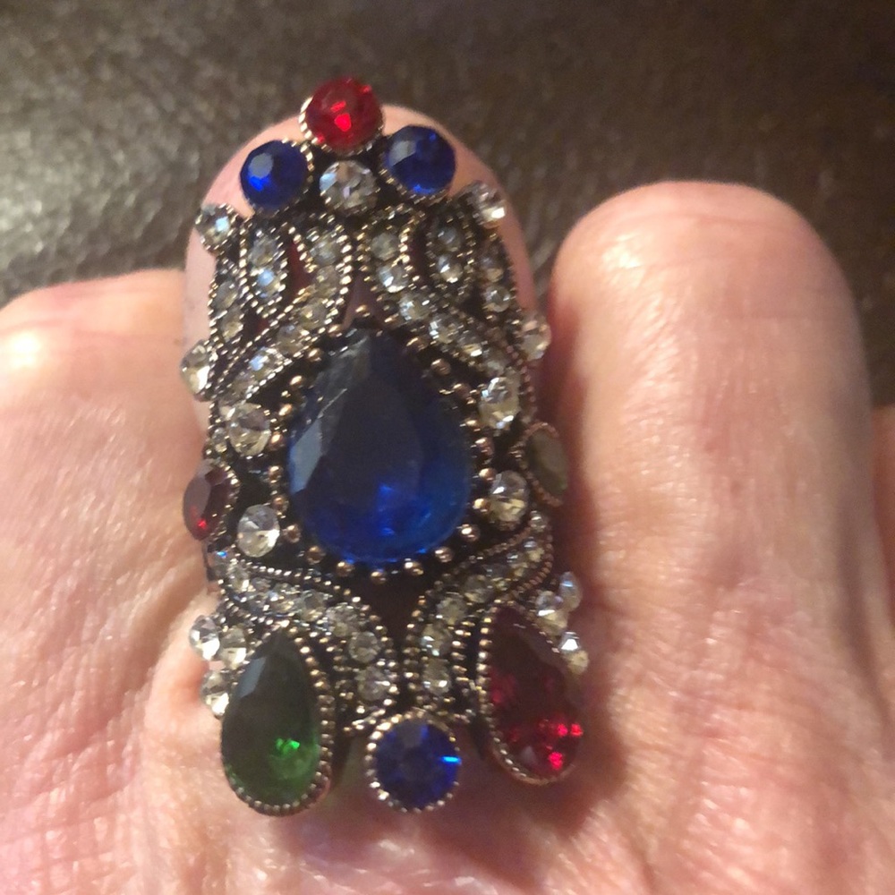 Turkish Gold Plated Crystal Rhinestone Ring - Picture 2 of 4